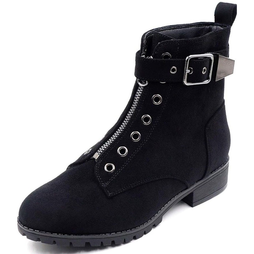 Blank Womens Sz 9 Ankle Boots Faux Leather W/Zipper & Buckle Biker Hiking Riding